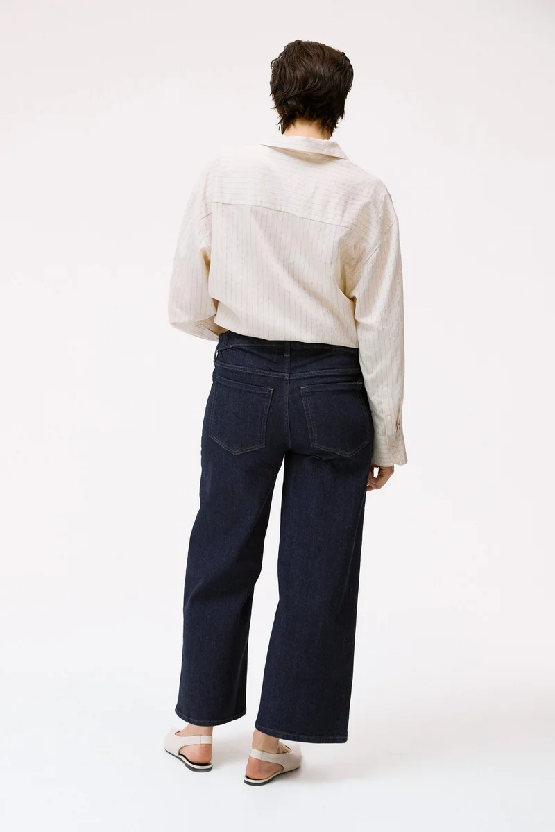 H&M  MAMA Wide Low Waist Ankle Jeans for Women | Best Price UAE